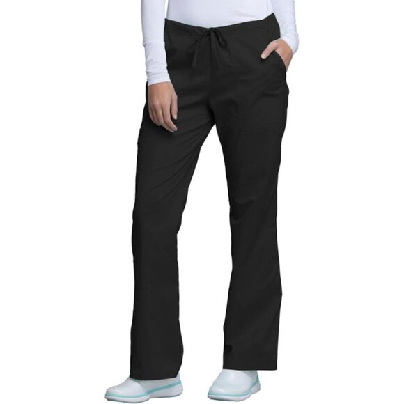 Cherokee® Core Stretch 4044 Women's Mid-Rise Drawstring Scrub Pant - Black - Picture 4 of 5